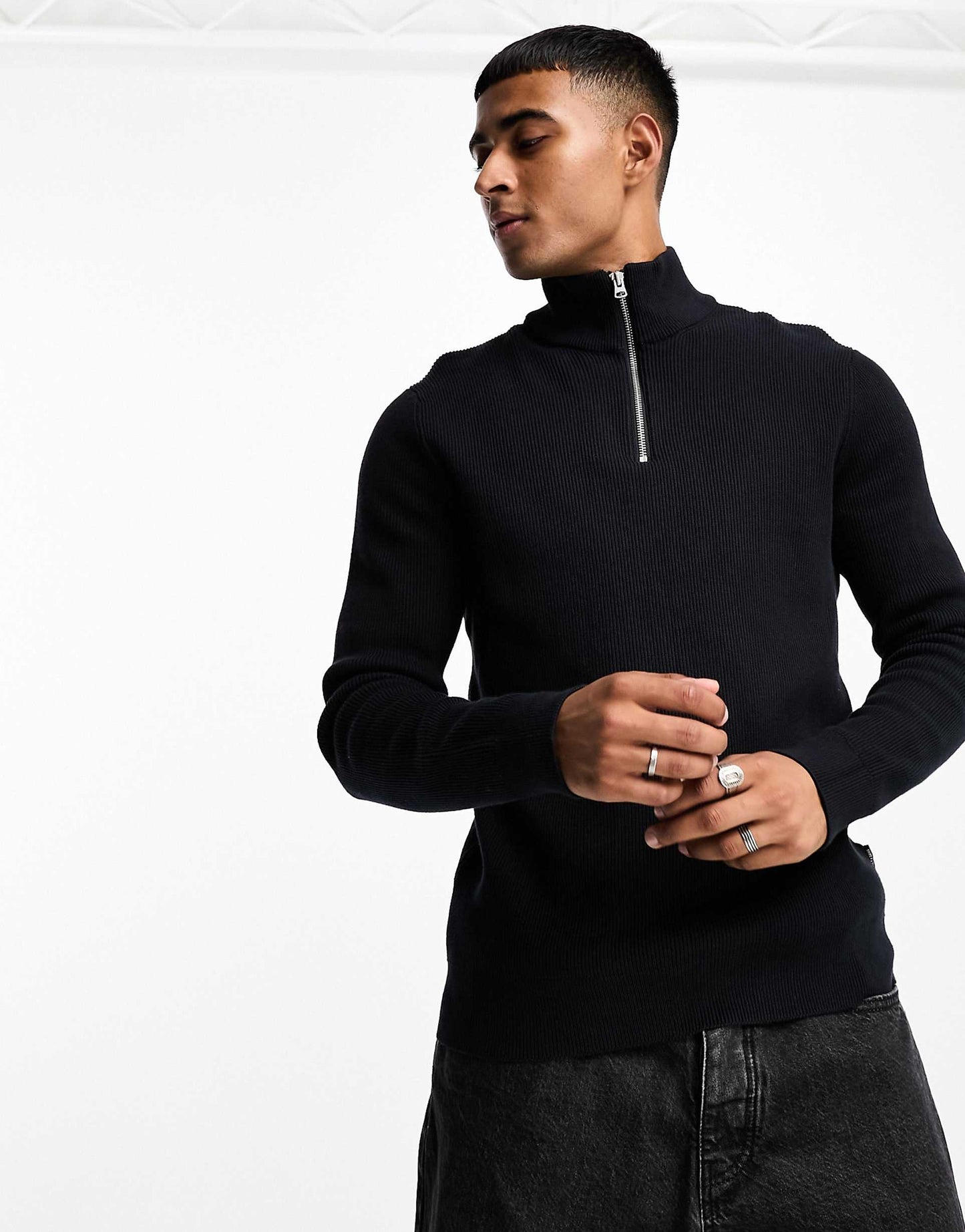 Ribbed Half Zip Jumper