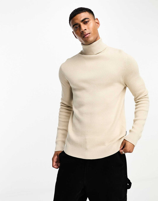 Roll Neck Ribbed Jumper