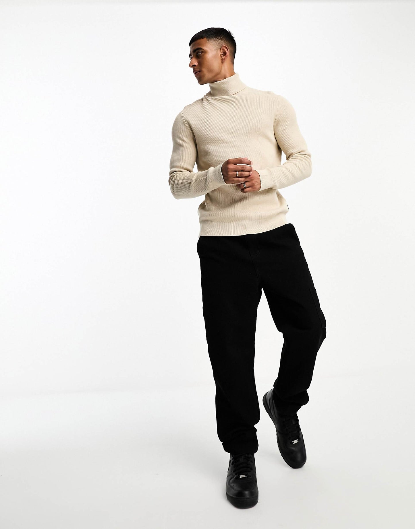 Roll Neck Ribbed Jumper
