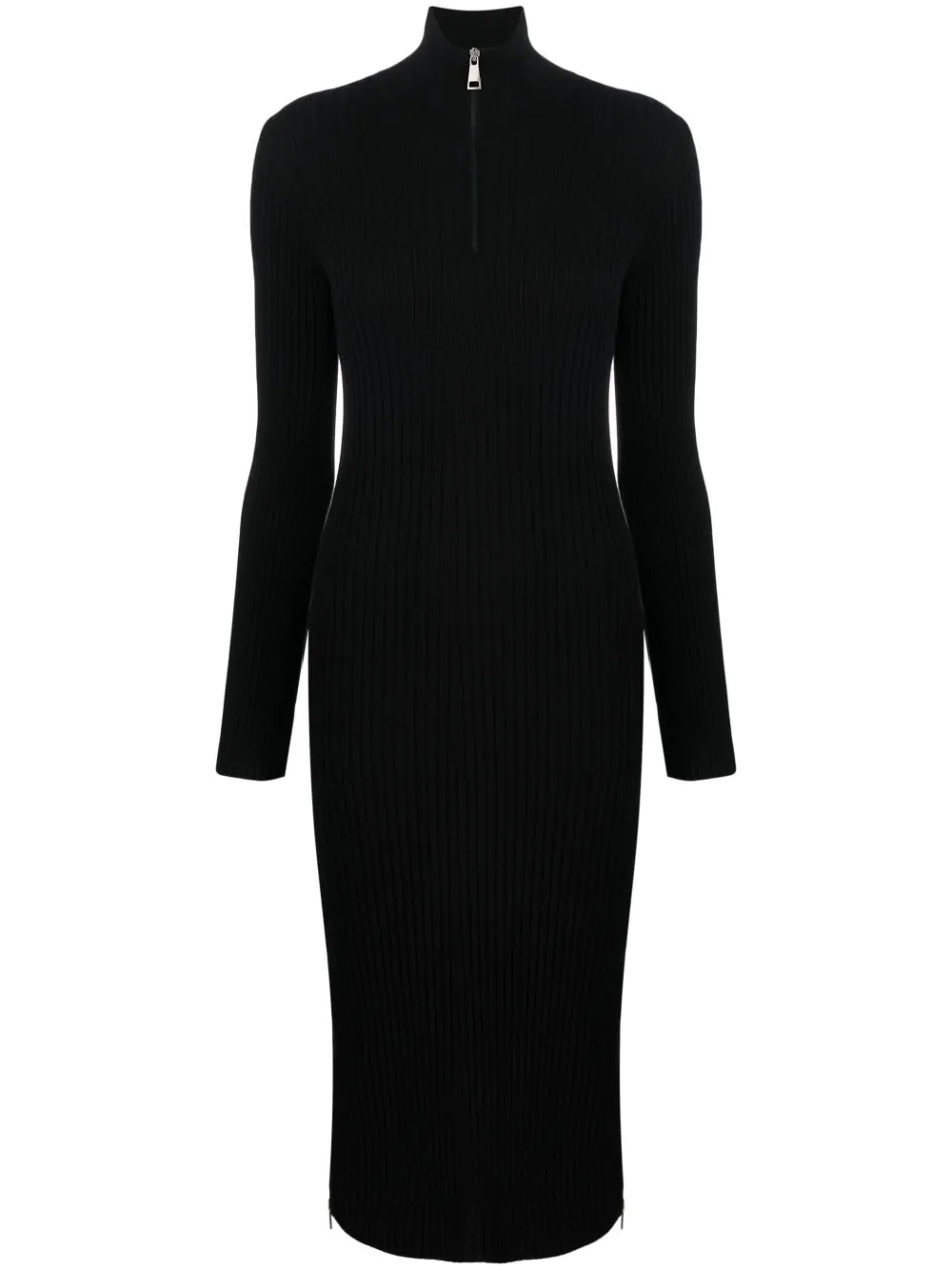 Zip-Up Crêpe Midi Dress