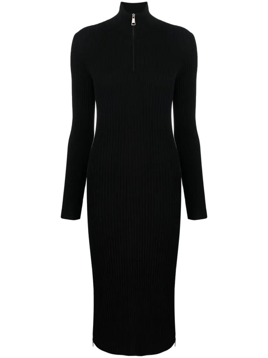 Zip-Up Crêpe Midi Dress
