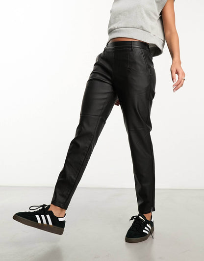 Leather Look Tapered Trousers