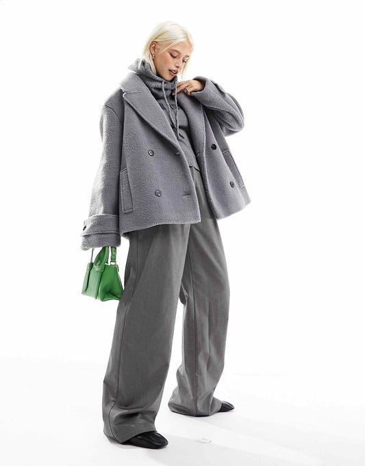 Textured Cosy Pea Coat