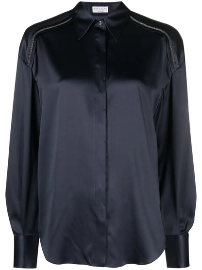 Monili Bead-Embellished Silk Shirt