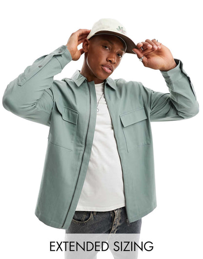 Twill Zip Through Overshirt