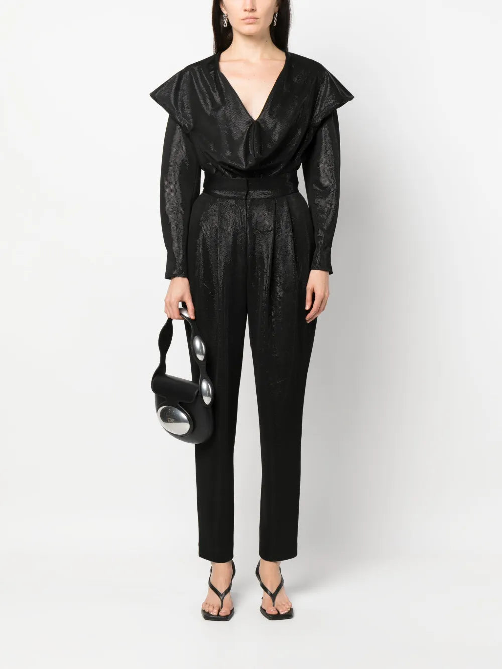 High-Waisted Cotton Trousers