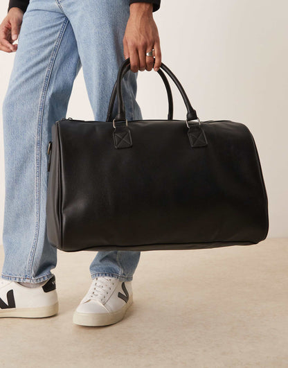 Smart Faux Leather Weekend Holdall Bag