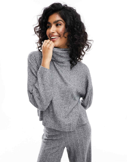 Brushed Cosy Roll Neck Co-Ord Top