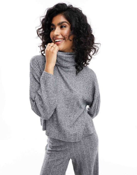 Brushed Cosy Roll Neck Co-Ord Top
