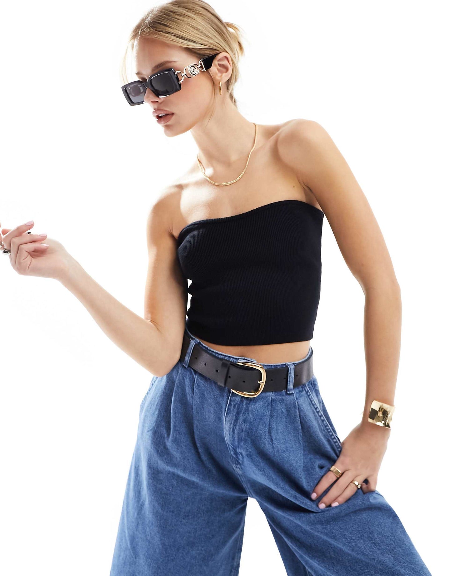 Compact Knit Rib Bandeau Top