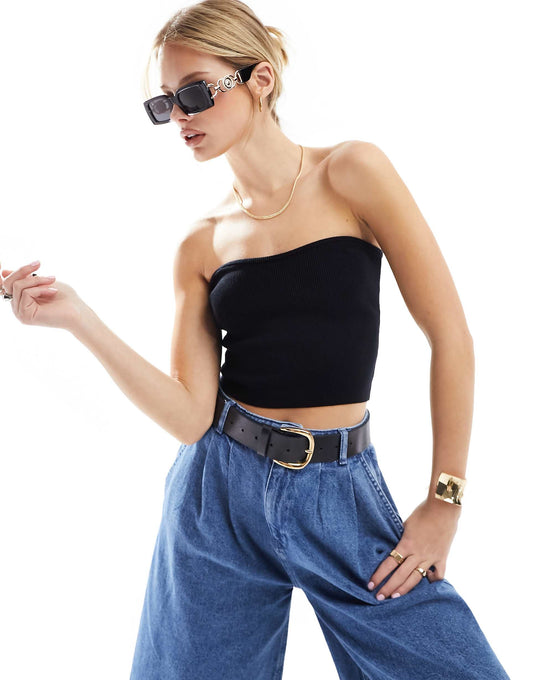 Compact Knit Rib Bandeau Top
