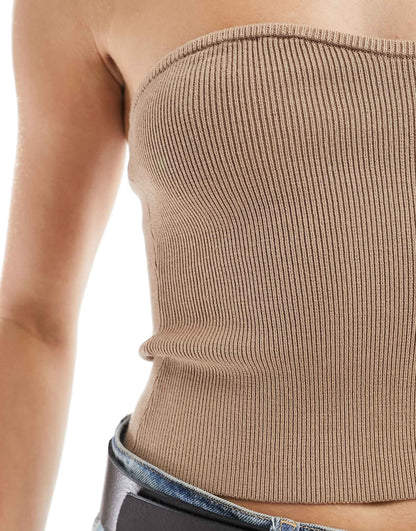 Compact Knit Rib Bandeau Top
