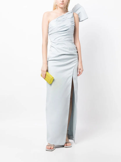 Olive Bow-Detailing Ruched Dress