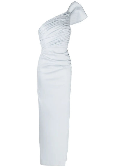 Olive Bow-Detailing Ruched Dress