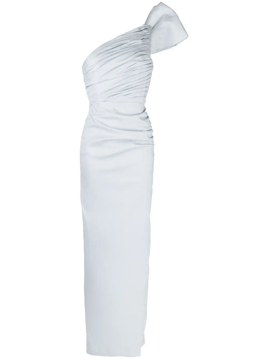 Olive Bow-Detailing Ruched Dress