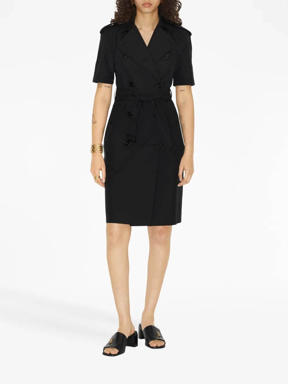 Short-Sleeved Belted Trenchcoat Dress
