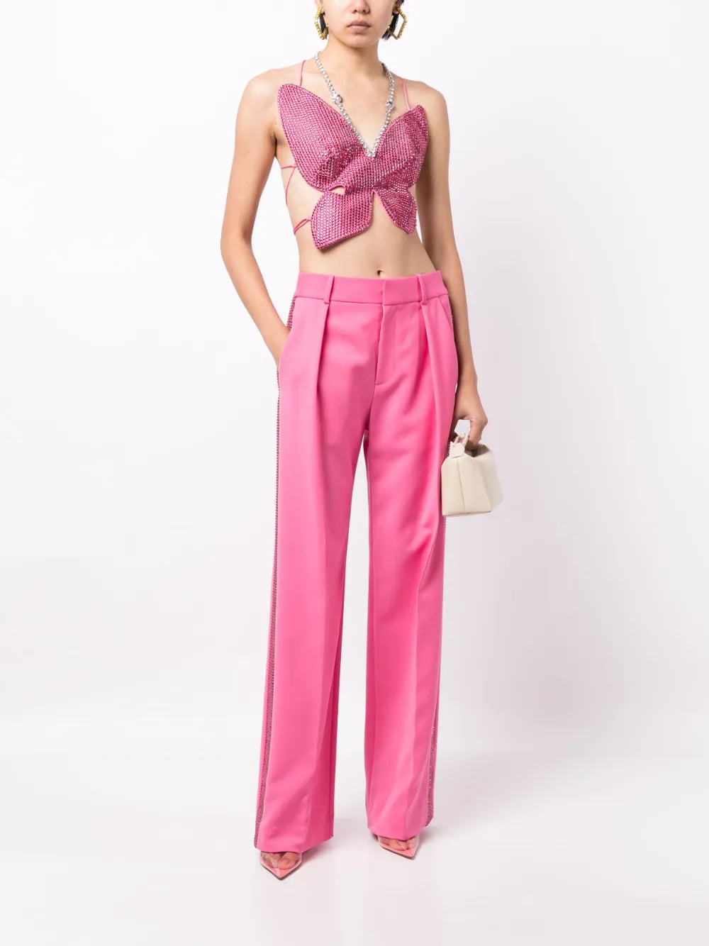 Crystal-Embellished Palazzo Trousers
