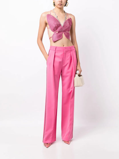 Crystal-Embellished Palazzo Trousers