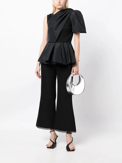 High-Waist Cropped Flared Trousers