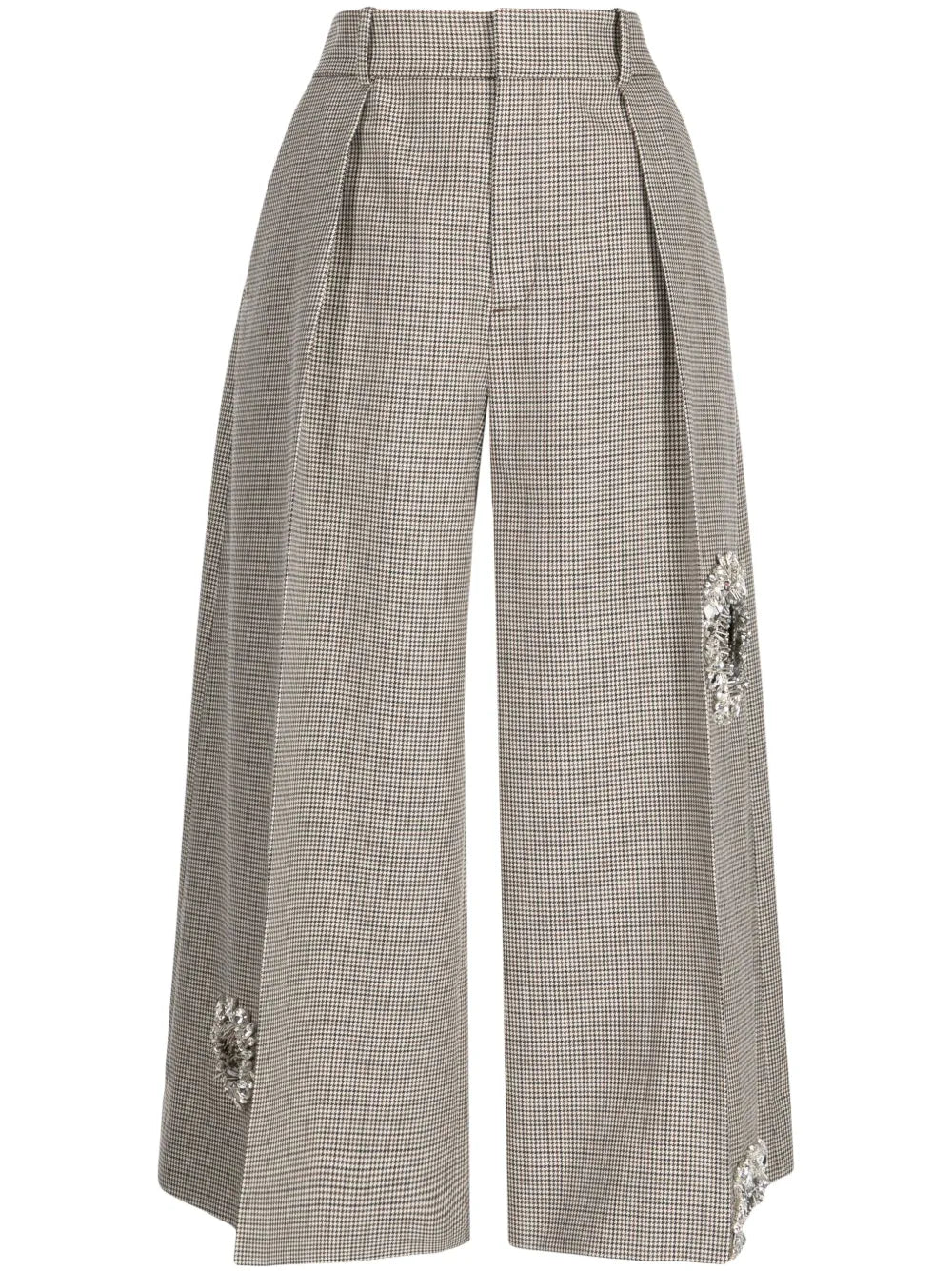 Crystal-Embellished Wool Cropped Trousers
