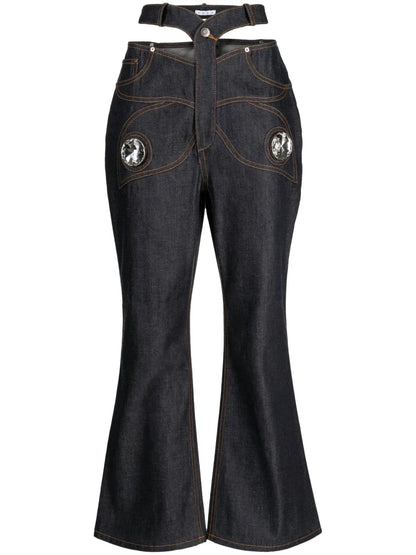 Butterfly Cut-Out Flared Jeans