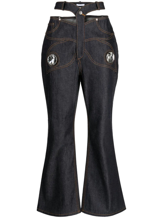 Butterfly Cut-Out Flared Jeans