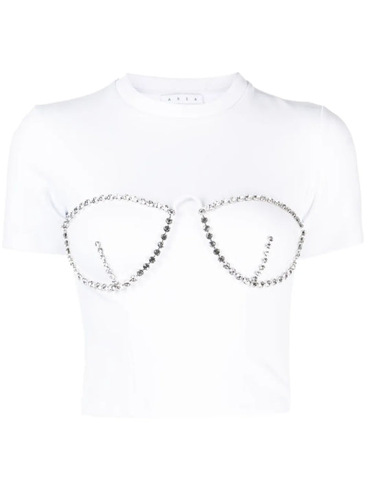 Crystal-Embellished Cropped T-Shirt