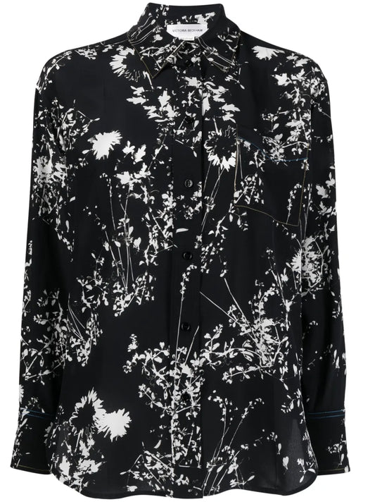 Floral-Print Silk Shirt