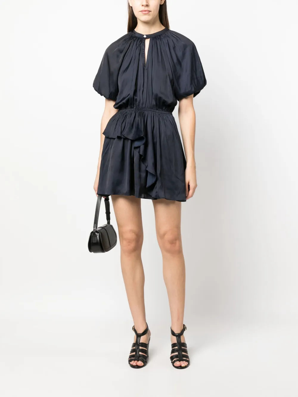 Romina Puff-Sleeve Ruched Mini Dress