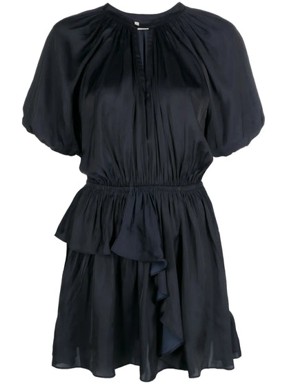Romina Puff-Sleeve Ruched Mini Dress