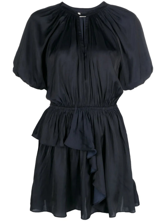 Romina Puff-Sleeve Ruched Mini Dress