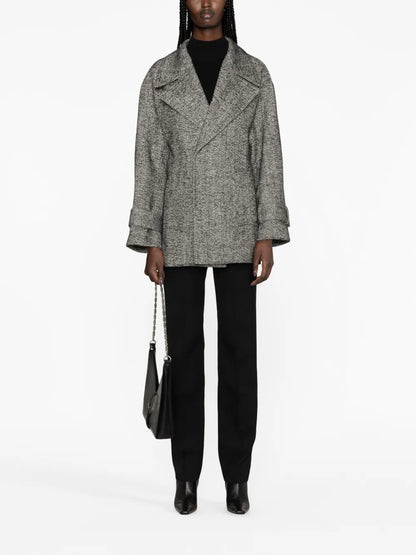 Tweed Virgin-Wool Blend Peacoat