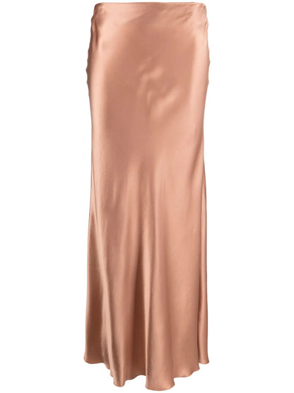 High-Waisted Satin Straight Skirt