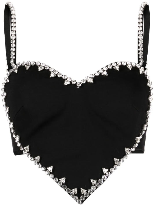 Heart-Motif Crystal-Embellished Top