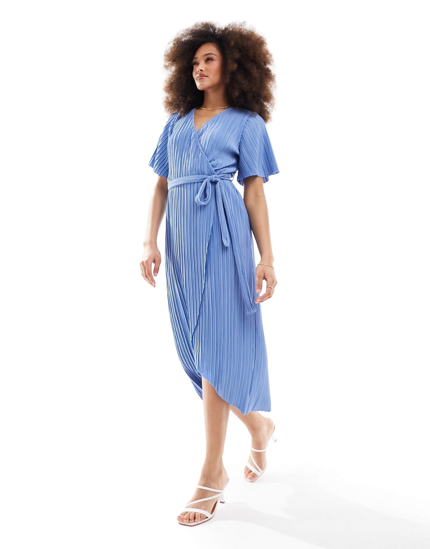 Bridesmaid Plisse Wrap Midi Dress