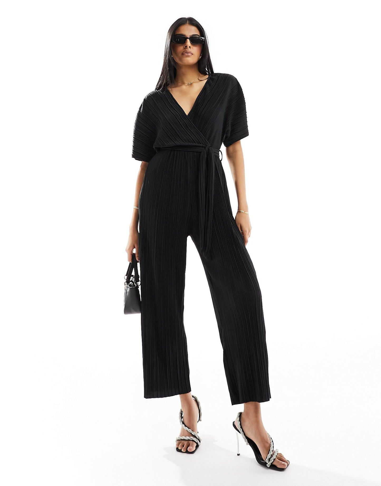 Plisse Wrap Front Jumpsuit