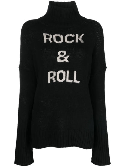 Funnel-Neck Intarsia-Knit Jumper