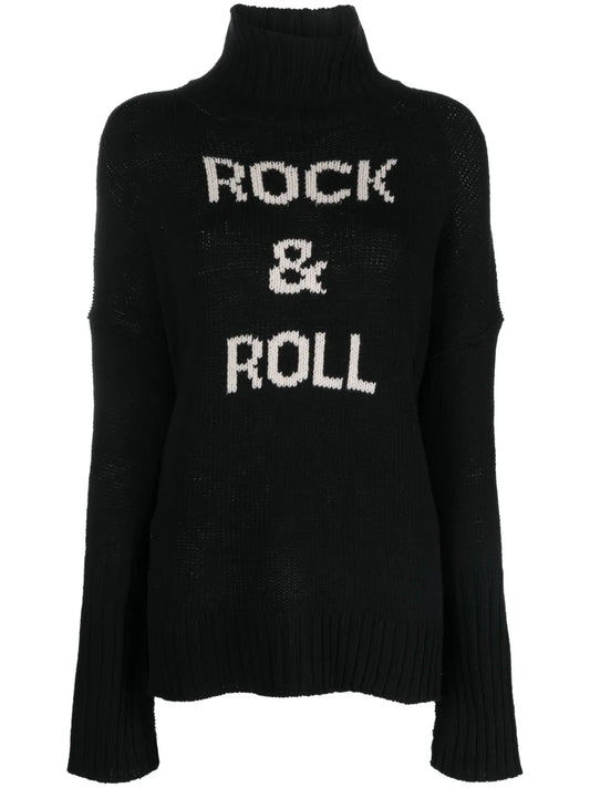 Funnel-Neck Intarsia-Knit Jumper