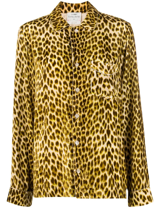 Leopard-Print Velvet Shirt