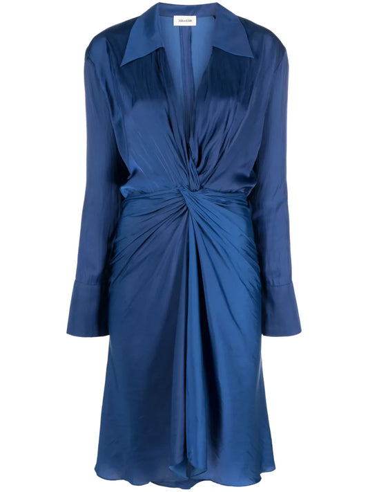Rozo Twisted V-Neck Midi Dress