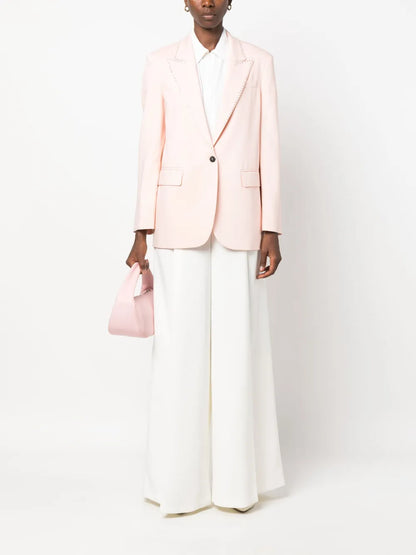 Rhinestone-Embellished Single-Breasted Blazer