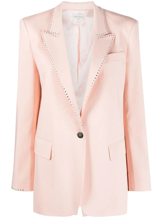 Rhinestone-Embellished Single-Breasted Blazer