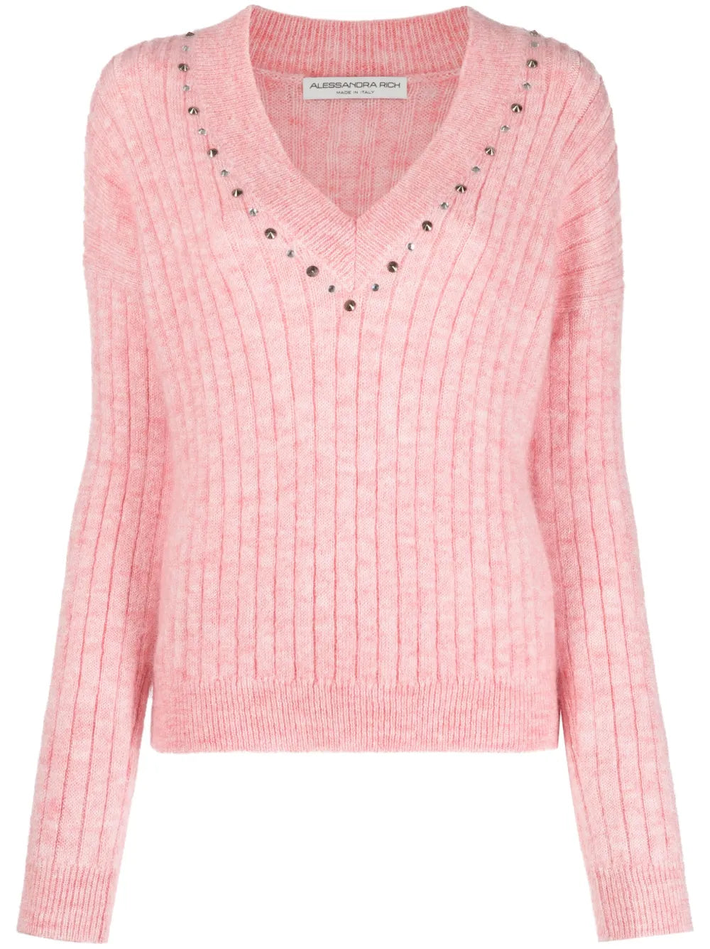Stud-Embellished Ribbed Jumper