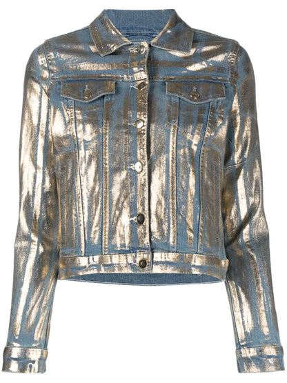 Metallic Coated-Denim Jacket