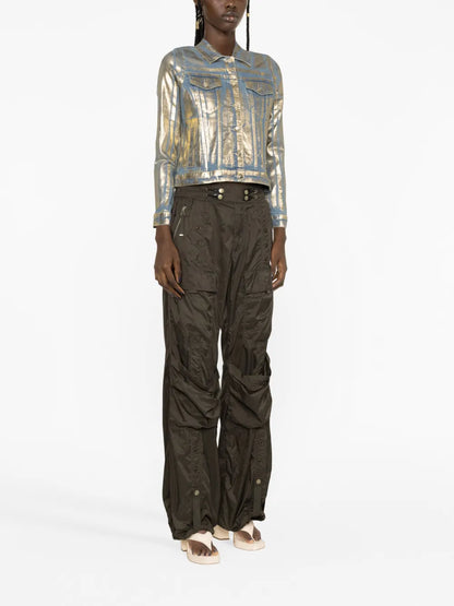 Metallic Coated-Denim Jacket