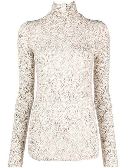 Joyela Printed High-Neck Top