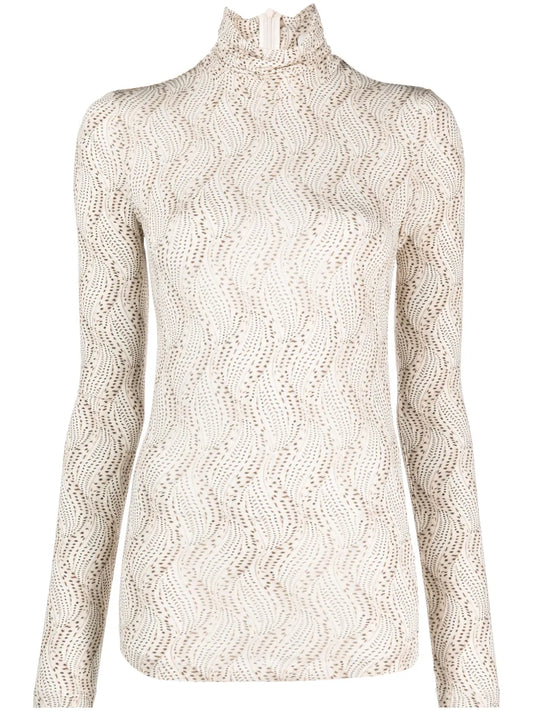 Joyela Printed High-Neck Top
