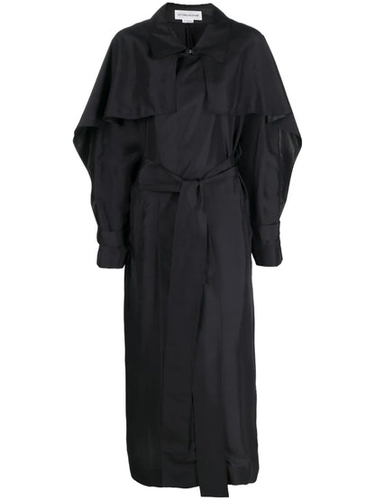 Draped Silk Trench Coat