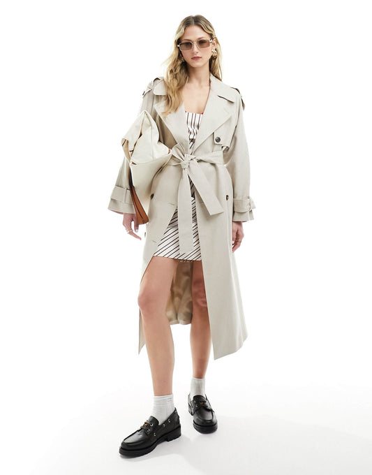 Linen Mix Trench Coat