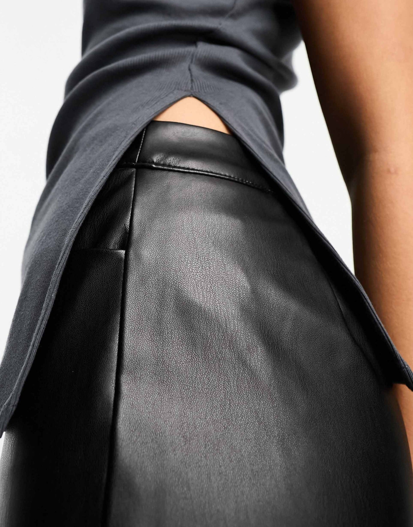 High Waisted Faux Leather Trousers